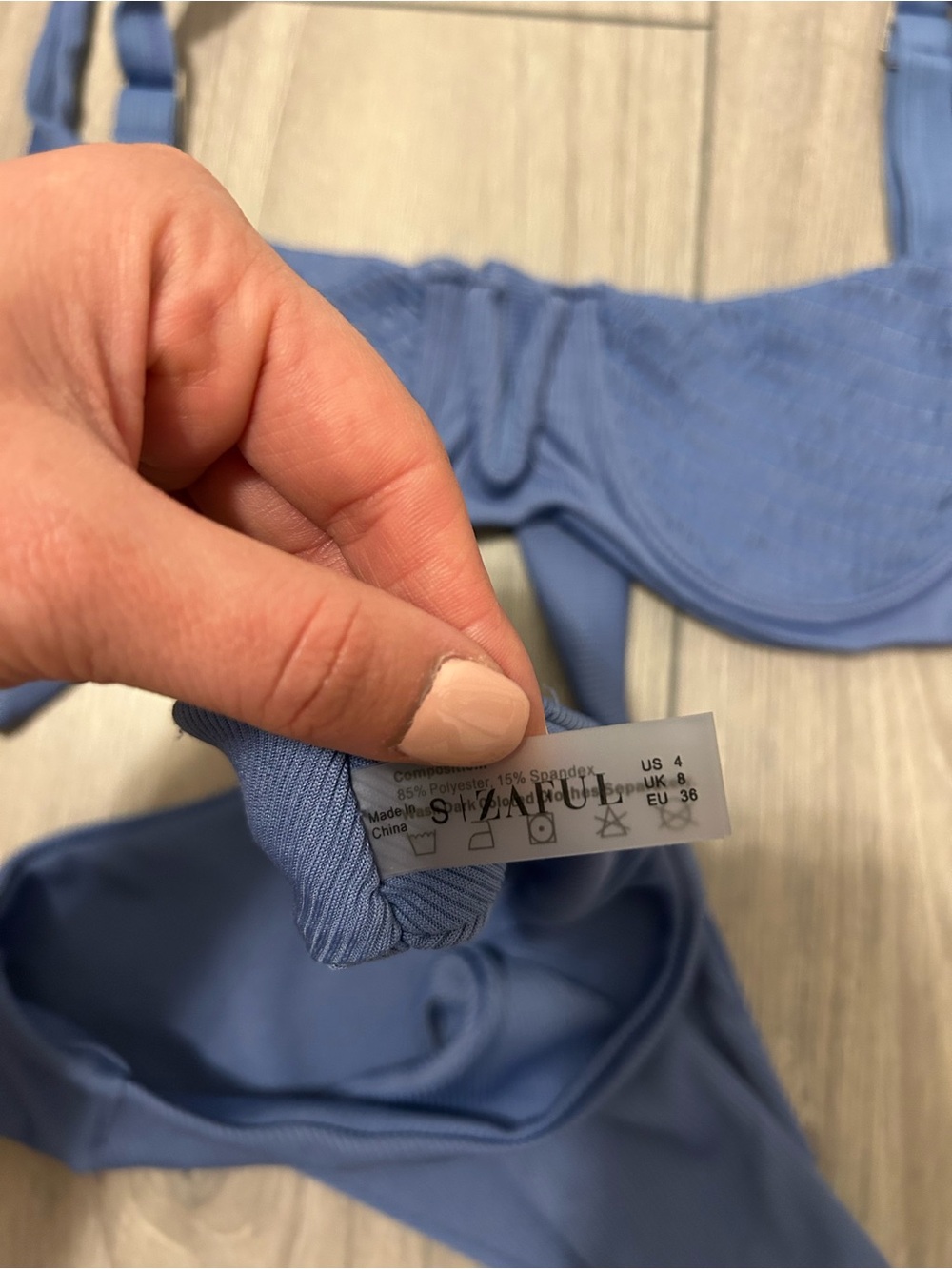 Zaful Ribbed Underwire Bikini Set - Blue - Picture 4 of 4